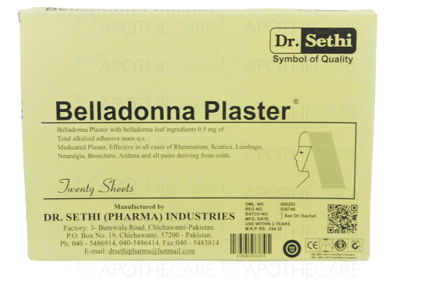 Dr. Sethi Belladonna Plaster Sheets 20's